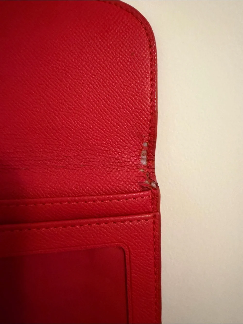 Coach Red Pebbled Leather Wallet Clutch